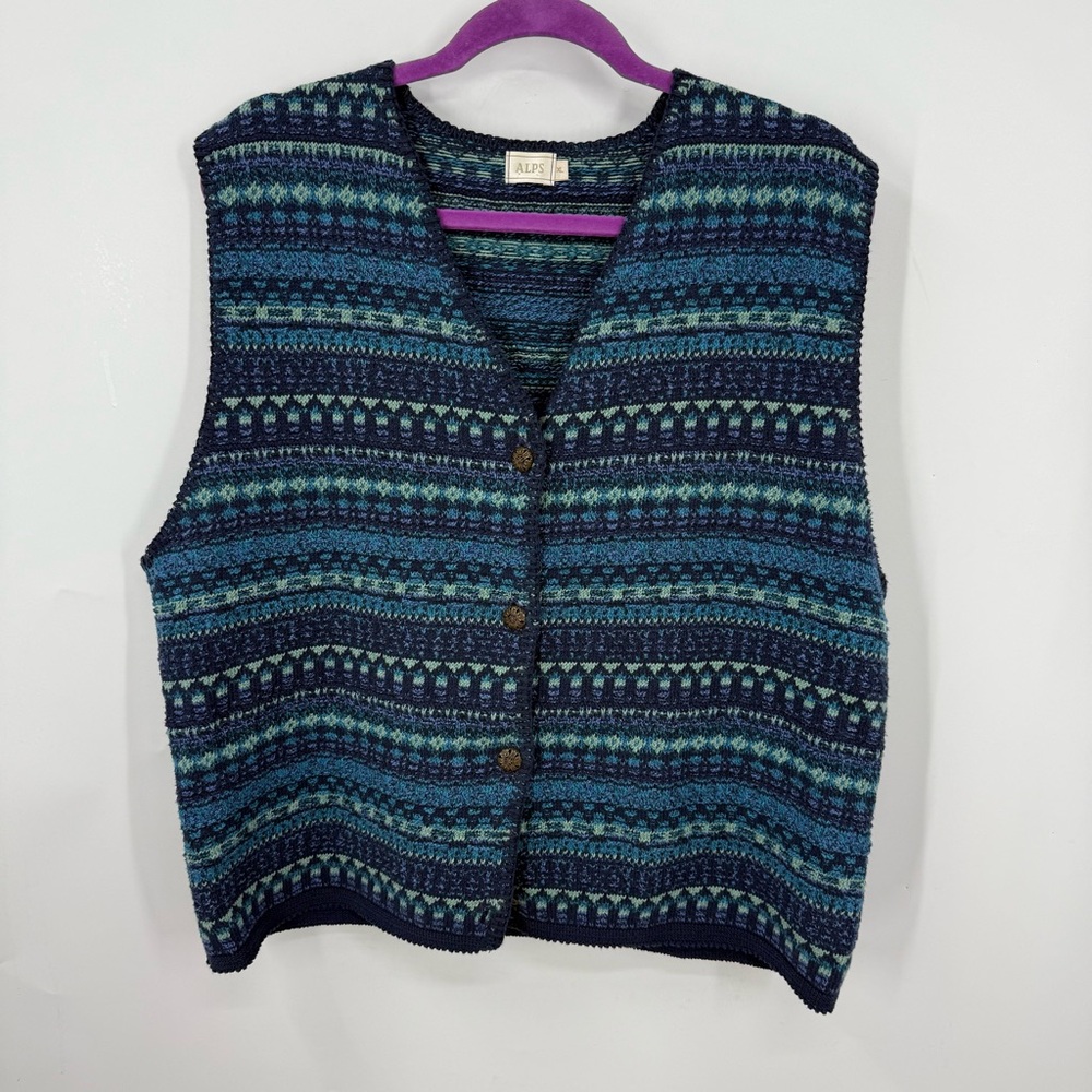 Alps brand made in USA vintage cotton blend fair aisle, print sweater vest XL
